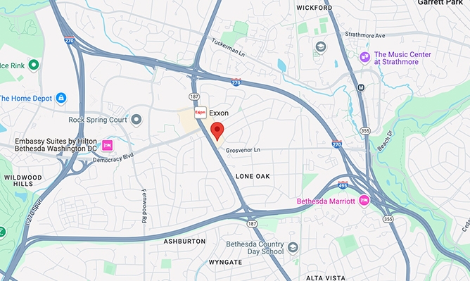 Map with pin on Bethesda King Arthur location