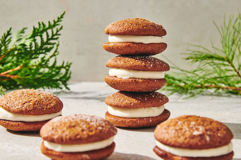 Mini Gingerbread Whoopie Pies with Cream Cheese Filling - select to zoom
