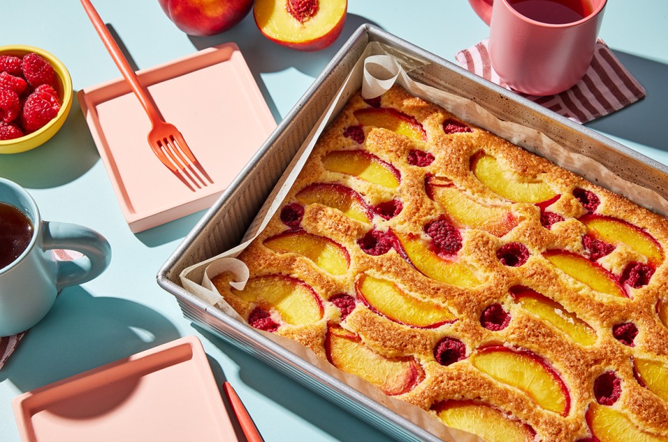 Peach Melba Snacking Cake - select to zoom