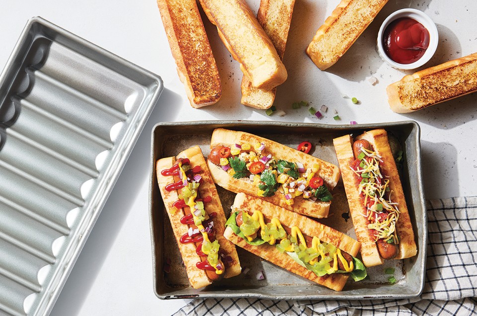 New England Hot Dog Buns filled with hot dogs - select to zoom