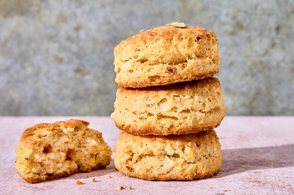 A stack of Brown Butter Sage Biscuits