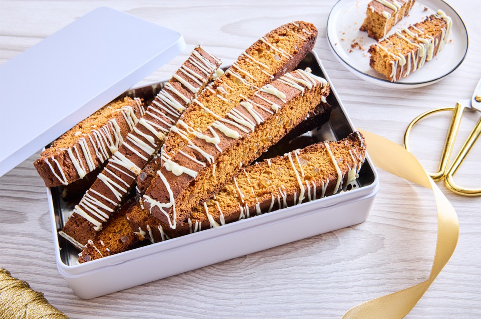 Gingerbread Biscotti in a tin for gifting - select to zoom