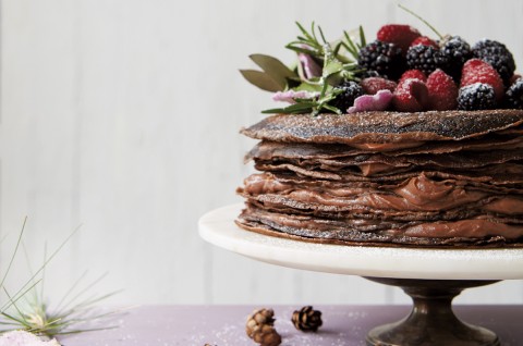 chocolate crepe cake via@kingarthurflour