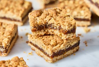 Brown Sugar and Oat Fig Bars stacked up