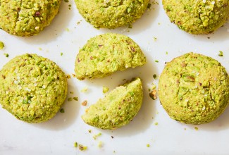 Sparkling Pistachio Cookies on a counter