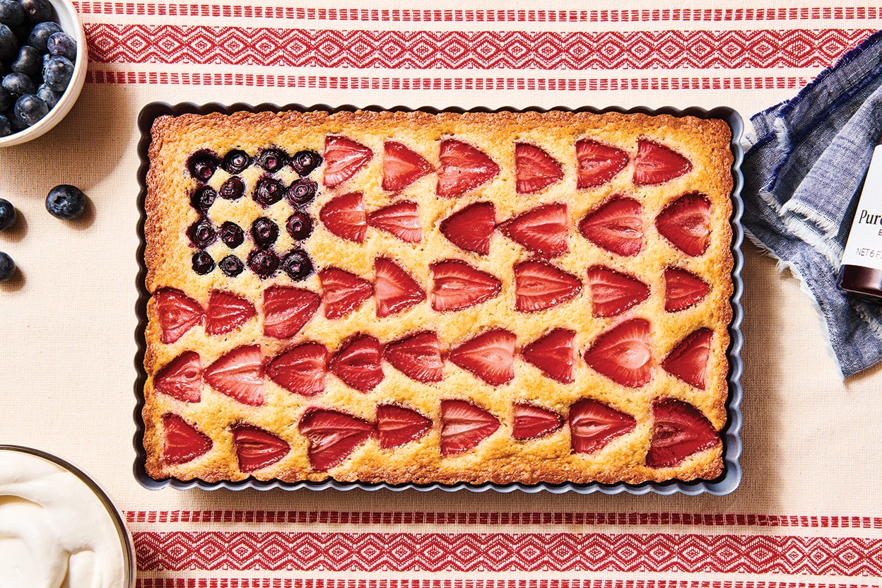 Super-Simple Strawberry Cake made into a Flag