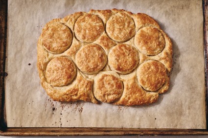 Biscuits baked within the surrounding dough